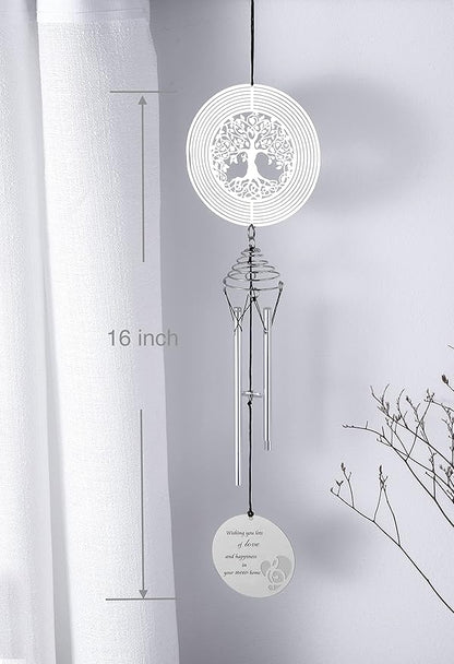 Housewarming Wind Chime with Tree of Life Wind Spinner - Housewarming Gifts for New House - House Warming Gift Ideas for New Homeowners - House Warming Gifts New Home Couple