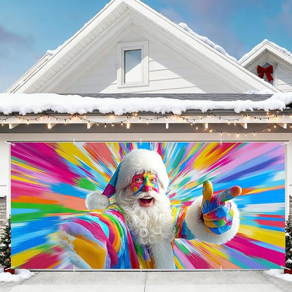 7 x 16 ft Christmas Garage Door Decorations Merry Christmas decorations Xmas Garage Door Cover, Happy New Year Hanging Banner for Home,Outdoor,Indoor,Party