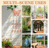 Butterfly Wind Chime for Outside,Butterfly Gifts for Women Men,Horizontal Metal Memorial Butterflies Birthday Gifts for Women Men Garden Decor