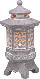 TERESA'S COLLECTIONS Pagoda Garden Statues with Solar Outdoor Light, Resin Zen Garden Lantern Asian Decor Outdoor Statues Lawn Ornaments Patio Porch Yard Decor Gifts for Dad 8.3'' (Stone Finish)