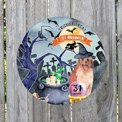 Retro Metal Sign 12"x12",Happy Halloween Scary Night Grave Witch Bats Trick Or Treat Dog Aluminum Tin Metal Sign for Home Living Room Bedroom Garden Farm Patio Decor Wall Art Poster