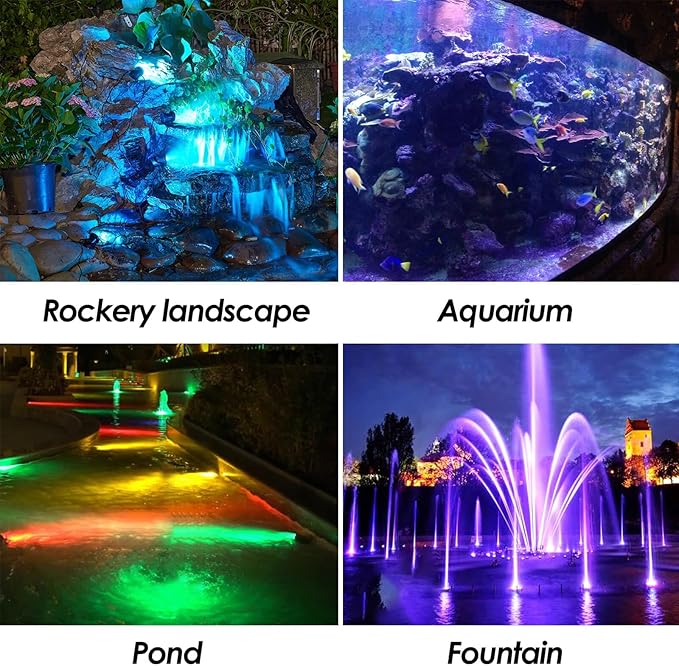 LED Pond Light Submersible Waterfall Fountain Underwater Light 18W 12V AC with RGB Color Changing by Remote for Outdoor Home Garden Patio Pond