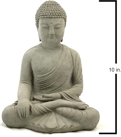 Vintage Master Buddha: Solid Durable Stone Statue with Aged Texture. Perfect Home Design & Sealed for Outdoor Use. Handcrafted USA. (Antique/Gray)