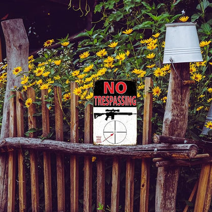 Funny No Trespassing Sign, Metal Warning Tin Signs, You are a Target, Yard Sign Garage Farm Garden Wall Decor Sign Plaque Outdoor for Home Fence 8 X 12 Inches