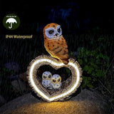 Solar Garden Owl Statue with Love Heart Light, Gifts for Women Mom Grandma, Outdoor Decor for Yard Art Lawn Ornaments Porch Patio Balcony