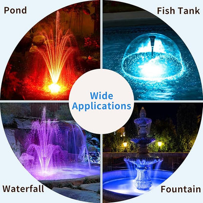 Antfraer Pond Filter with LED Lights, RGB Pond Filter with 660GPH Pump Fountain Kit, Filter Box with RGB Auto-Cycle LED Lights & 3 Spray Modes for Outdoor Ponds Clean Clear and Build Water Features