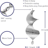 Wind Spinner Metal Garden Spinners Outdoor Garden Art for Backyard Outdoor Hanging Decor and Spinners for Yard and Garden Ornaments 3D Shape (Silver Helix)