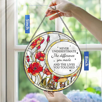 Thank You Gifts, Stained Glass Suncatcher Ornament, Window Hanging, Going Away/Goodbye, Appreciation, Retirement Gifts for Women, Men, Coworker, Boss, Friend | Retirement Party Decorations - Style I