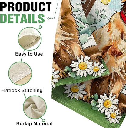 Dyrenson Welcome Golden Retriever Dog 28 x 40 House Flag Double Sided, Paw Prints Garden Yard Decoration Pet Owner Lover Gift, Spring Summer Burlap Outdoor Decor Decorative Large Flag