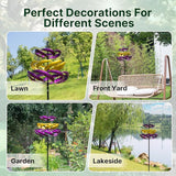 A ANLEOLIFE Wind Spinners Outdoor, 77" Large Metal Kinetic Wind Sculptures for Garden, 360 Degrees Swivel Yard Art with Welcome Sign and Flag Decoration