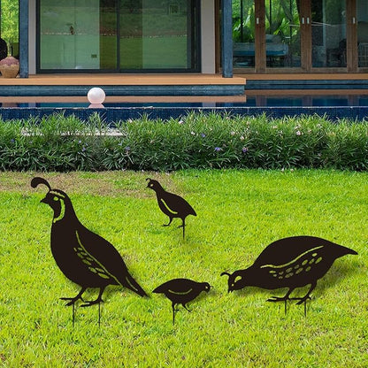 4Pcs Quail Animal Statue Garden Ornaments Yard Sign Quail Sculpture Easter Decors Garden Stakes Photographic Props Garden Decor for Outdoor