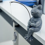 Teaeeno Cute Frog Decor Statue,Frog Fisher for Garden Pond Decor,Animal Fishing Sculpture,Pond Accessories Decor,Poolside Statues,Perfect for Gardens Pond,Lakefront,Forg Decor Outdoor