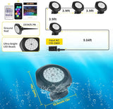 T-SUN Pond Lights LED Underwater 16M Colors with App and Remote, Submersible Fountain Light with Timer and Dimmable, Music Sync, Outdoor Spotlights for Koi Pond, Garden, Yard