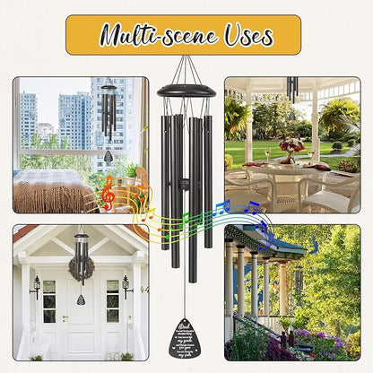 Memorial Gifts for Loss of Dad, 25''Memorial Wind Chimes for Loss of Fatther Gifts, Condolence/Remembrance/Bereavement Gift,Windchimes in Memory Sympathy Gift,Funeral Decor for Garden Outside,Black