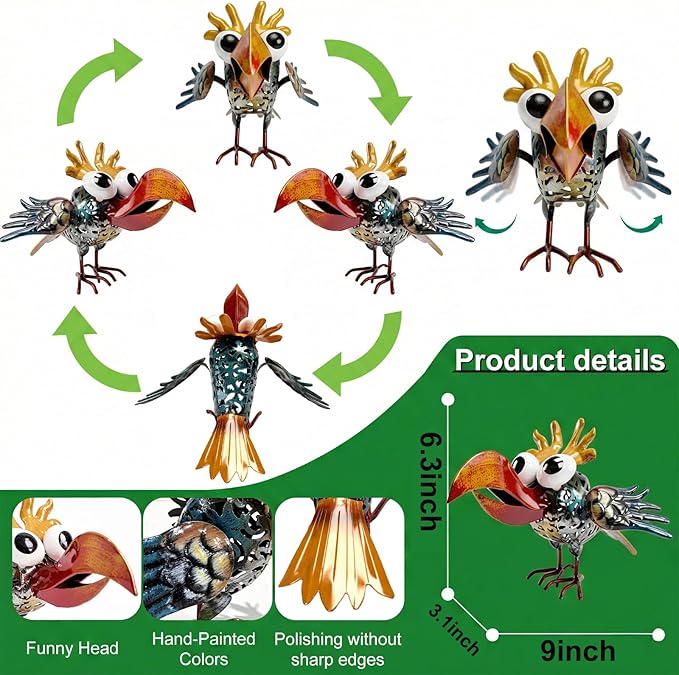 Outdoor Weird Metal Rooster Yard Rooster Decoration Garden Statue Chicken Statue Metal Chicken Outdoor Decoration Yard Housewarming Gift Yard Art Outdoor and Garden (Cultural)