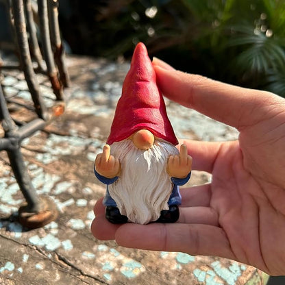 Middle Finger Gnome Mini 3.5in,Double Bird Gnome - Naughty Funny Outdoor Decoration for Yard Patio Lawn Ornament and Home Decor,Fairy Garden