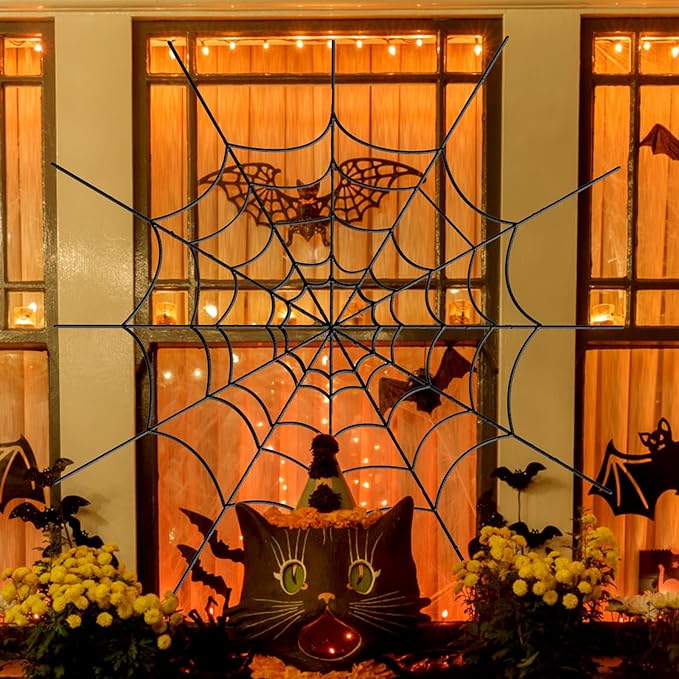 YUNAI Spider Webs Halloween Decorations Outdoor, 5ft Black Fake Spider Web, Scary Haunted House Outdoor Wall Decor for Halloween Party Hanging Decorations