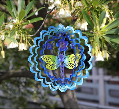 Kinetic 3D Metal Dragonfly Wind Spinner Hanging Ornament Worth Gift for Home and Garden - 12inch Dragonfly Mandala Kinetic Hanging Whirligigs Sun Catcher Windmills
