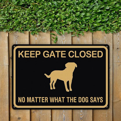 Please Keep Gate Closed Dogs in Yard Reto Vintage Metal Tin Signs for Lawn Garden Yard Signs 8X12 Inch