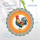 Chicken Wind Spinners Garden Decor as Birthday Gifts for Women Mom,12 inch 3D Stainless Steel Hanging Wind Spinner Metal Catchers Kinetic Sculpture for Outdoor Decor, Patio,Yard Decorations