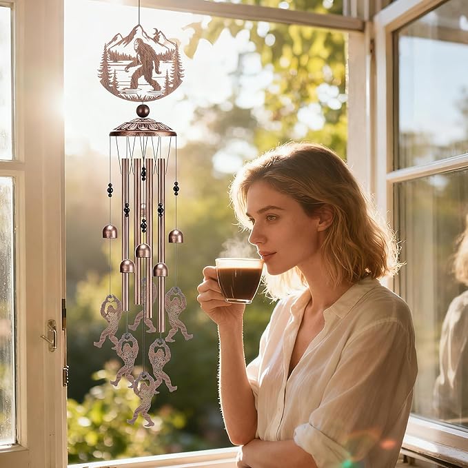 Bigfoot Gifts Wind Chimes - Metal Windchime Sasquatch Yard Decor for Garden Backyard Patio Balcony Indoor Outdoor Art Hanging Decoration Christmas Birthday Gift for Women Mom Grandma Friend