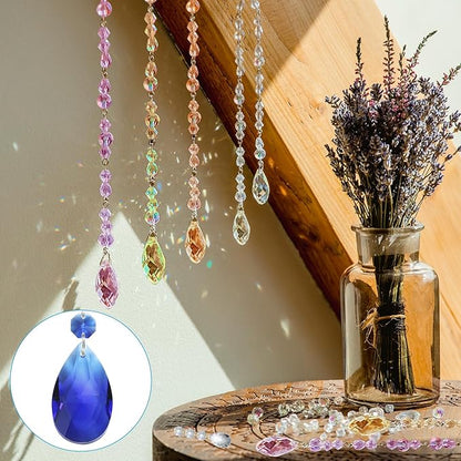 PATIKIL Teardrop Crystal Chandelier Pendants Beads, 10 Pack 145mm Length 38mm Chandelier Prisms Parts Ornaments Hanging Beads for DIY Arts Crafts Decoration, Dark Blue