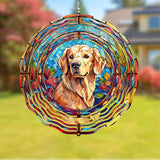 Golden Retriever Wind Spinner Pet Dog Memorial Gifts, Vibrant 3D Kinetic Aluminum Metal Hanging Outdoor Garden Decor, Loss of Dogs Sympathy Gifts, 8" Wind Sculptures for Patio, Porch Yard Art (GR3)