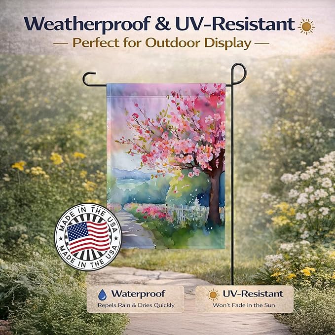 Caroline's Treasures Michigan Apple Blossoms in Watercolor Garden Flag Mailbox Flag Decorative Yard Flag Banner Outside Patio Artwork Yard Flower Beds, Garden Size, Multicolor