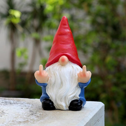 Middle Finger Gnome Mini 5.1in,Double Bird Gnome - Naughty Funny Outdoor Decoration for Yard Patio Lawn Ornament and Home Decor,Fairy Garden