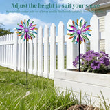 Wind Spinners Outdoor Metal, 360° Kinetic Wind Spinner with Stake, Metal Garden Yard Patio Lawn Windmill Decor (12.6" Dia, 56.7" H, Rainbow Petal)