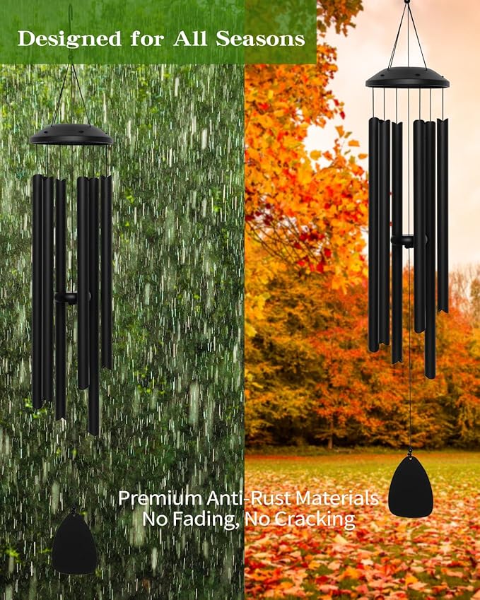 48" Wind Chimes for Indoor and Outdoor, Deep Bass Tone and Professional Tuned Aluminum Wind Chimes for Patio Garden Memorial, Sympathy Gift for Loss of Loved One, Housewarming Gift