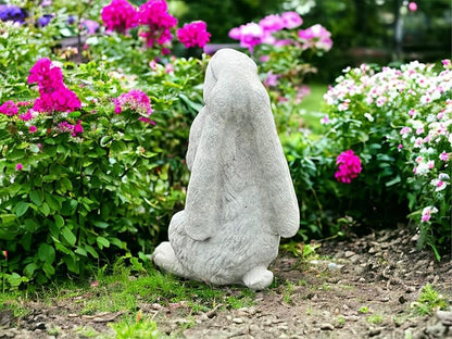 Standing Bunny Statue Handmade Rabbit Sculpture Concrete Long Eared Rabbit Figure