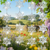 12PCS Stainless Steel Bird Deterrent Wind Spinners for Outside – Reflective Outdoor Bird Repellent Hanging Ornaments, Humane Pigeon Scarer for Yard Garden, Balcony, Patio, Roof & Window (12, Star)