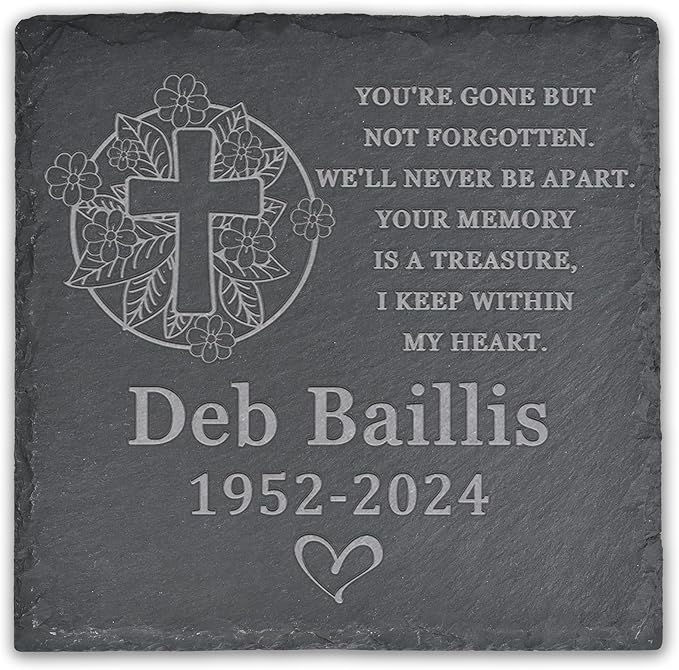 Memorial Garden Stone, Memorial Stone, Personalized Memorial Gifts, Sympathy Gifts for Loss of Loved One, Bereavement Gifts for Loss of Father Mother - You're Gone but Not Forgotten - Square