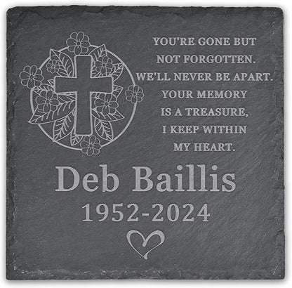 Memorial Garden Stone, Memorial Stone, Personalized Memorial Gifts, Sympathy Gifts for Loss of Loved One, Bereavement Gifts for Loss of Father Mother - You're Gone but Not Forgotten - Square