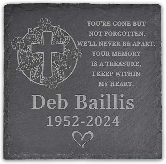 Memorial Garden Stone, Memorial Stone, Personalized Memorial Gifts, Sympathy Gifts for Loss of Loved One, Bereavement Gifts for Loss of Father Mother - You're Gone but Not Forgotten - Square