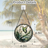 DASTOLL Stained Glass Window Hanging, Lily of the Valley Flower Butterfly Suncatcher for Doors Home Sun Catchers Decoration and Christmas, Mother's Day Birthday Gifts for Women, Men, Mom 6.3 in