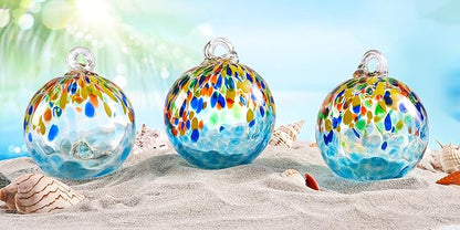 EUSTUMA Hand Blown Glass Witch Ball,Glass Ball Ornament Hanging Garden Gazing Ball Indoor Outdoor Home Décor. (1)