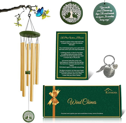Memorial Gifts, Wind Chimes for Loss of Loved One - 36" Tree of Life, Deep Toned Windchimes Outdoors, Porch Decor, Double-Sided Engraved, loss of father gift, Wind Chimes for Outside Clearance
