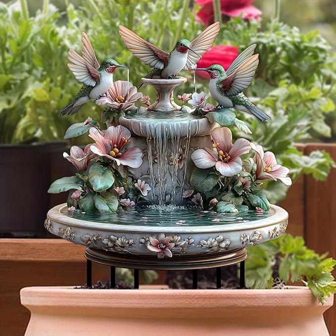 Hummingbird Flowing Water Garden Stake Decor, Butterfly Acrylic 2D Garden Decoration,Sculptures Ornament Garden Accessories for Outdoor Indoor Yard Lawn Pot Plants (Style E)