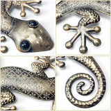 LIFFY Gecko Metal Wall Art Decor 2 Pack 15 Inch - Indoor & Outdoor Lizard Wall Art Hanging Sculpture for Home and Garden