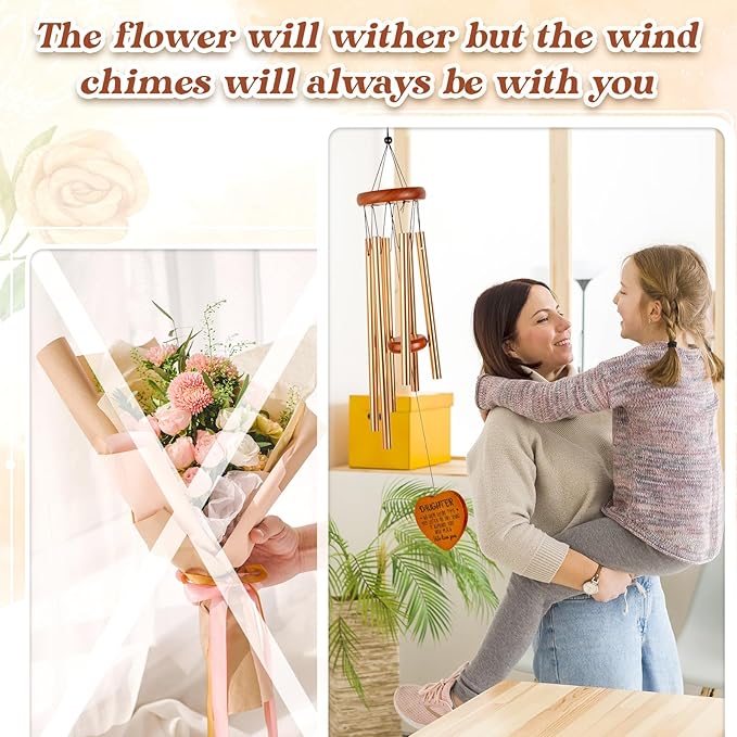 Daughter Gifts from Mom Dad, Daughter Birthday Gift - Wind Chimes, Mothers Day, Graduation, Birthday, Thanksgiving, Wedding Presents for Adult Teen