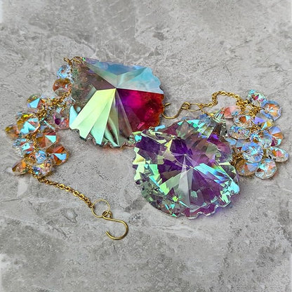 Crystal suncatchers, 76mm Axe AB auraro Crystals Sun Catchers with Crystals Chandelier Beads,Hanging Window Suncatchers, Rainbow Make for car,Ceiling,Wedding, Party, Mom,Daughter Gift(2 pcs)