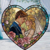 NAZENTI Custom Photo Stained Glass Suncatcher Gifts for Valentine Birthday Anniversary, Personalized Couple Portrait Window Hanging for Husband Wife, Romantic Home Decor for Boyfriend