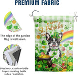 Boston Terrier St Patricks Day Garden Flag Dog St Patrick's Day Yard Flags for Outside 12x18 Double Sided Buffalo Plaid Shamrock Flag Small Outdoor Rainbow St Patrick's Decor