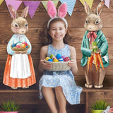 Capoda 2 Pack Easter Decorations Outdoor Yard Signs Bunnies 32.2 x 12.9 Inch Easter Eggs Yard Stake with H Stands for Holiday Party Spring Patio Lawn Garden Decor(Bunny Style)