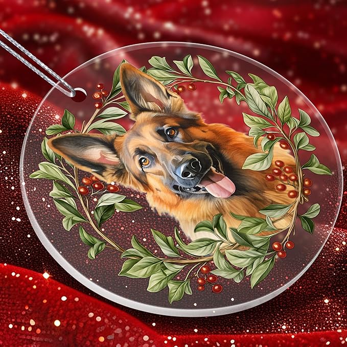 Colorful Dogs Acrylic Suncatcher Ornament for Window Decor, Acrylic Suncatcher Window Hanging Decor, Dog Lovers Gifts for Women, Dogs Christmas Ornaments for Tree Hanging (German Shepherd)