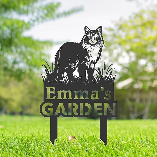 Personalized Cute Cat Kitten Metal Garden Sign,Custom Yard Sign With Stake,Outdoor Garden Décor,Pet Cat Lawn Garden Decorated Statue,Cat Sympathy Yard Metal Sign,Cat Lover Gifts Kailyard Plaque.