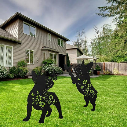 French Bulldog Decorative Garden Stakes, 2 Pcs Frenchie Gifts for Women Men Dog Lover, French Bulldog Butterfly Flower Outdoor Yard Art Lawn Decor
