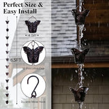 Topadorn 8.5FT Butterfly Rain Chain, Rain Chains for Gutters with 12 Cups, Adjustable Rain Catcher Chain with Bell for Eaves Drainage, Rain Collector for Enhanced Outside Yard Appeal